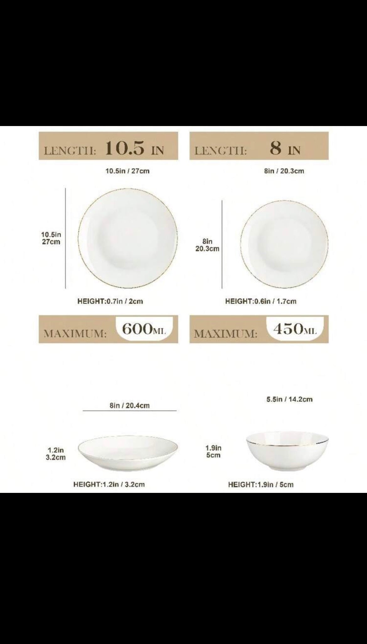 Dinner plates Malacasa 16pcs